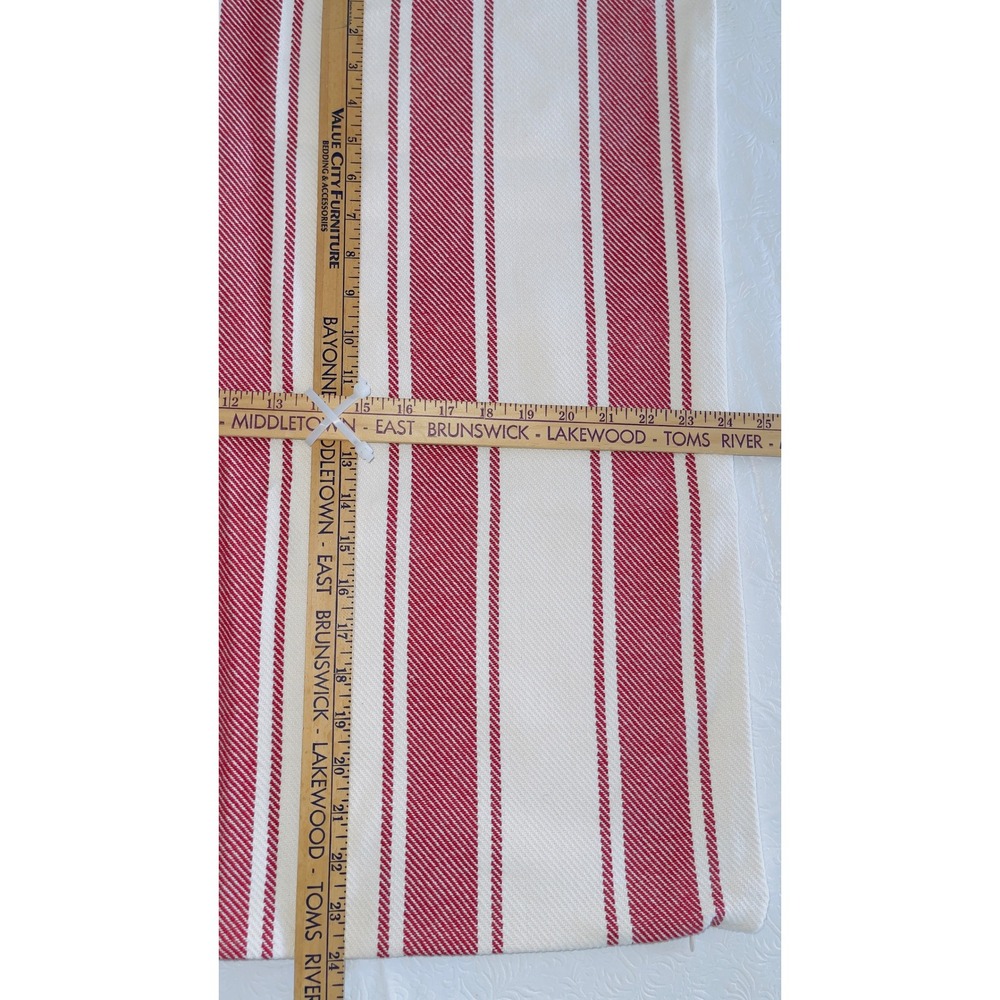 Pottery Barn Red White Striped Square Throw Pillow Cover 24x24 Cotton Hidden Zip